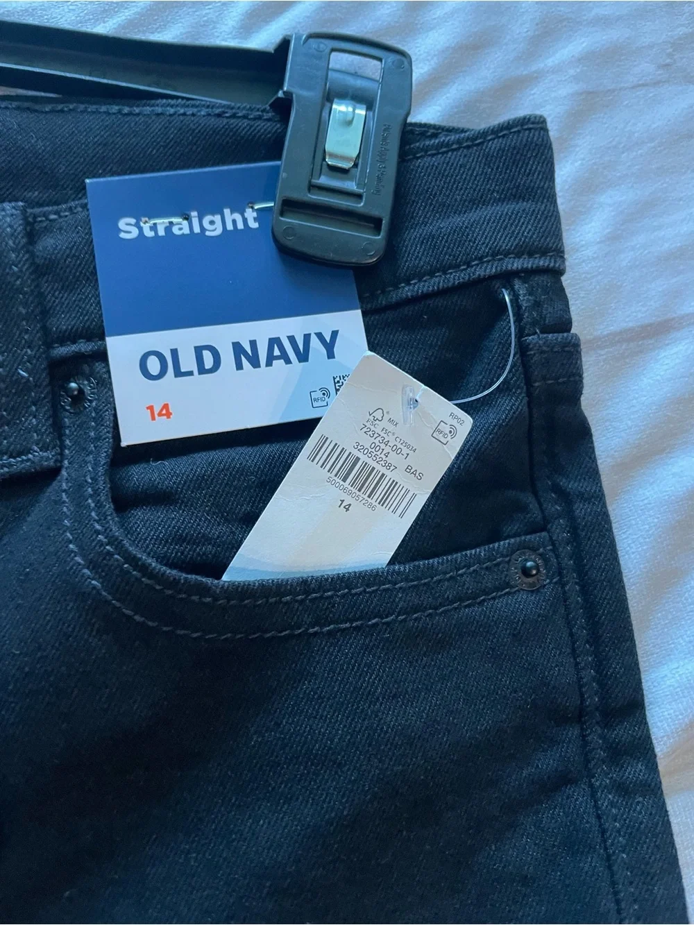 New Old Navy kids Black Straight Built-In Flex Jeans - Size 14 (NWT)